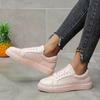 Fashion Plus Size Women's Shoes 2025 Spring Autumn New Style Solid Color Sequins Lace Up Flat Bottom Comfortable Casual Sports Shoes