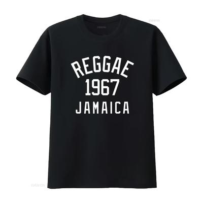 Reggae 1967 Jamaica Print T Shirt for Retro Style Casual Vintage Washed Top For Everyday Wear Versatile Homme Graphic Fashion