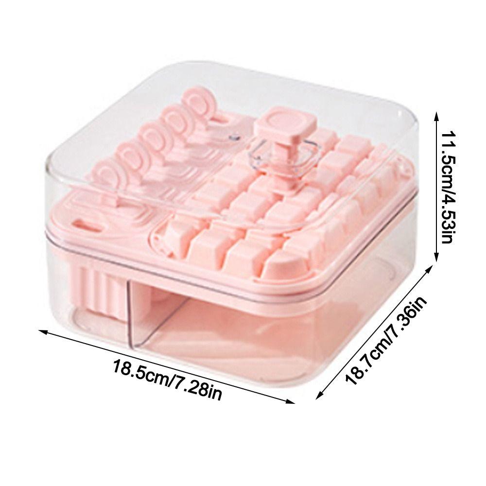 2-in-1 Press Ice Tray Box One-Touch Release Ice Maker Space Saving Ice Cream Mold  Home Kitchen Use