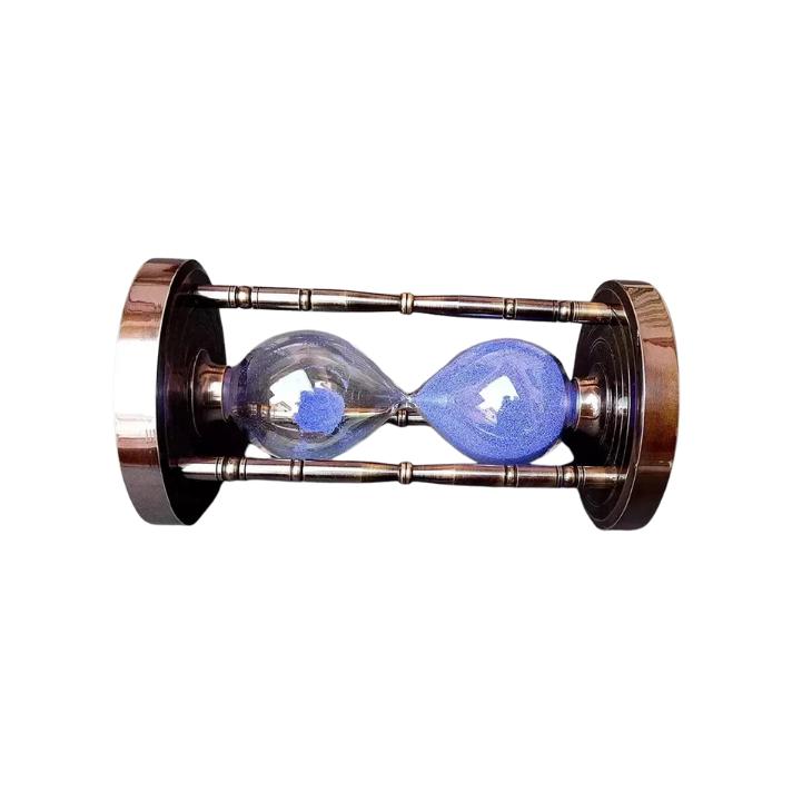 Antique Nautical Solid Brass Sand Timer Hourglass With Maritime Compass Both End