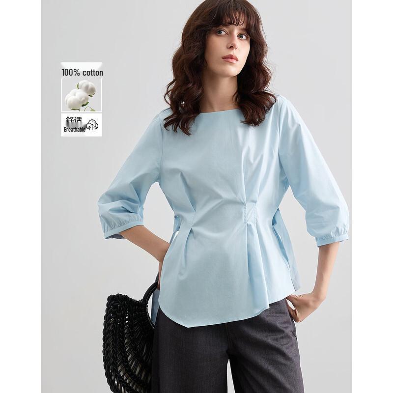 

Demana Women s Pure Cotton Round Neck Slimming Blouse S