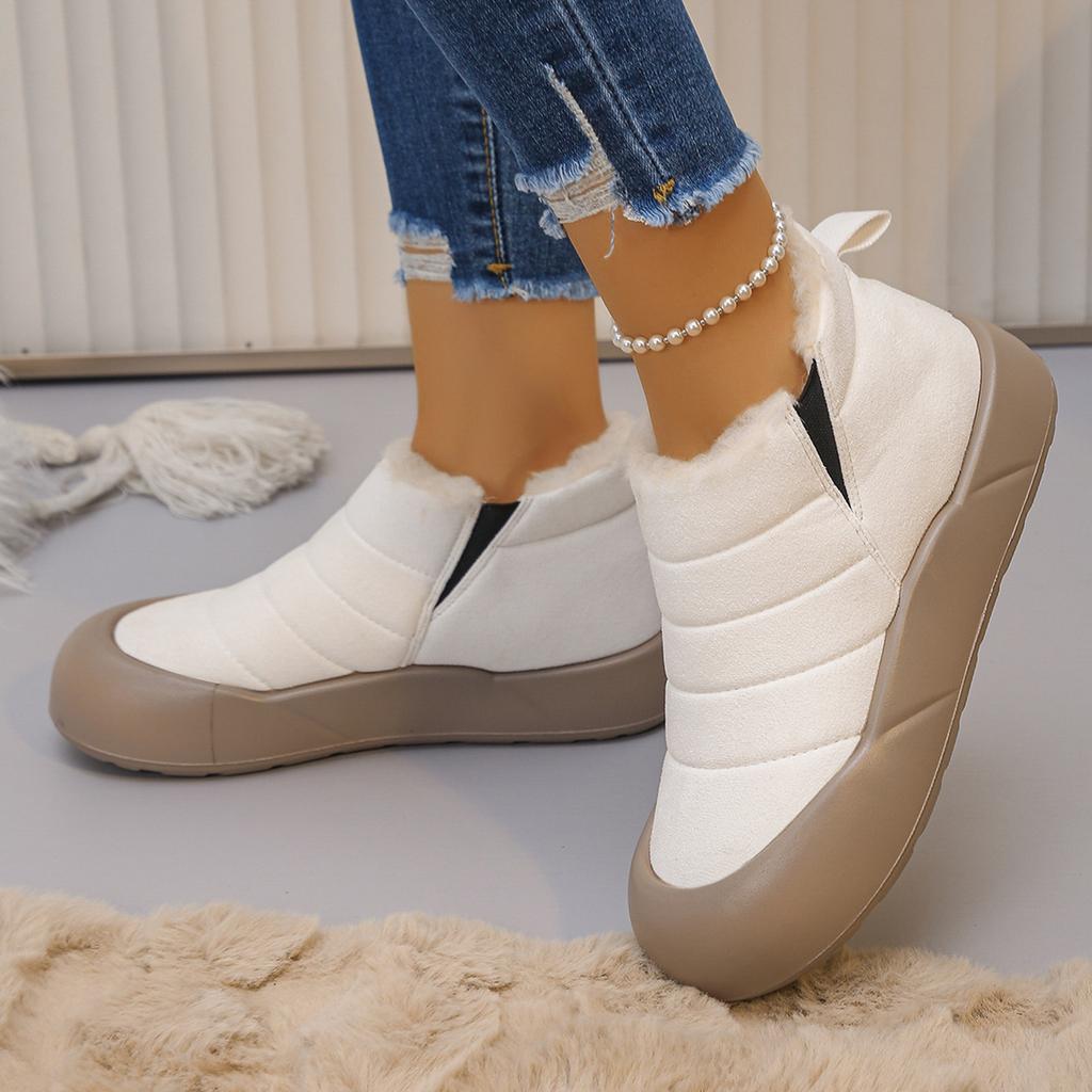 Women Ankle Boots Plush Rubber Thick Sole Winter Boots Outdoor Non-Slip Comfort Warm Walking Cotton Shoes Fashion Snow Boots