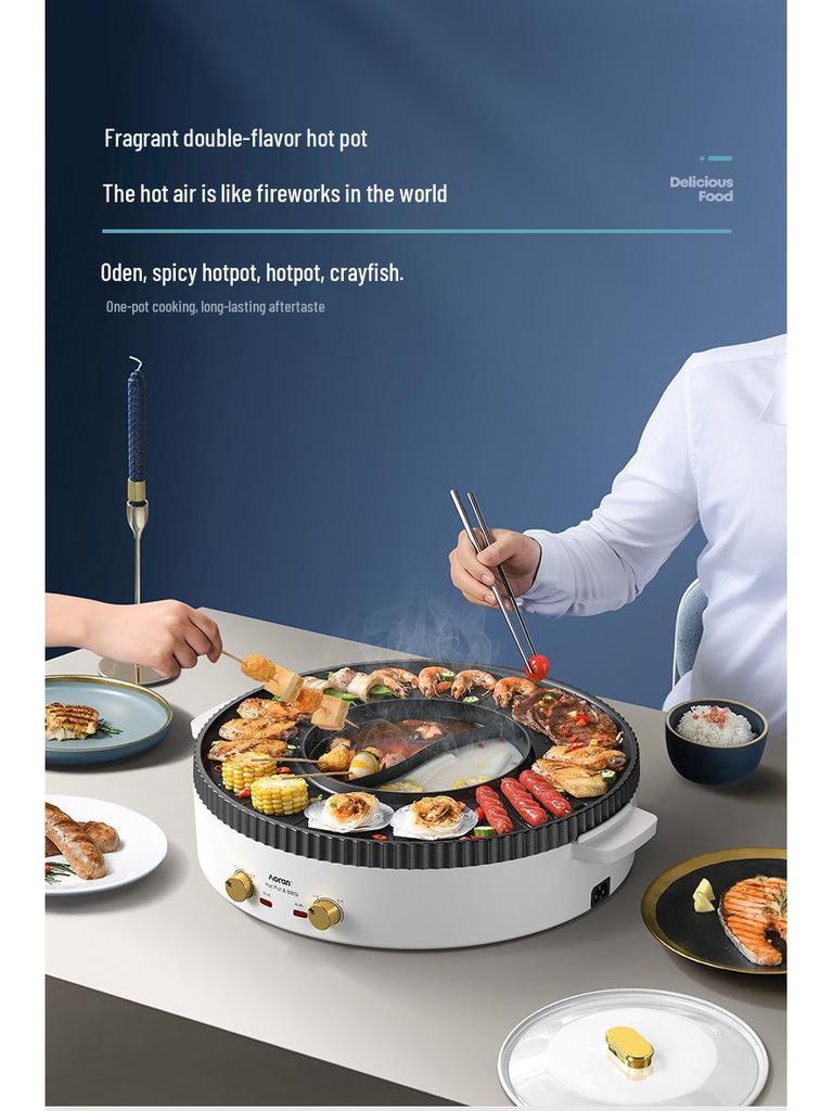 Bestseller Doppelzweck Elektro-Hot Pot & Barbecue-Grill - Großer Multifunktions-Haushaltskocher