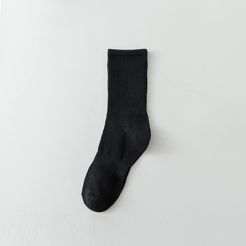 Men's Antibacterial Cotton Mid-Calf Socks - Sweat-Absorbent, Odor-Resistant, Black/White/Gray, Ideal for Autumn/Winter Sports