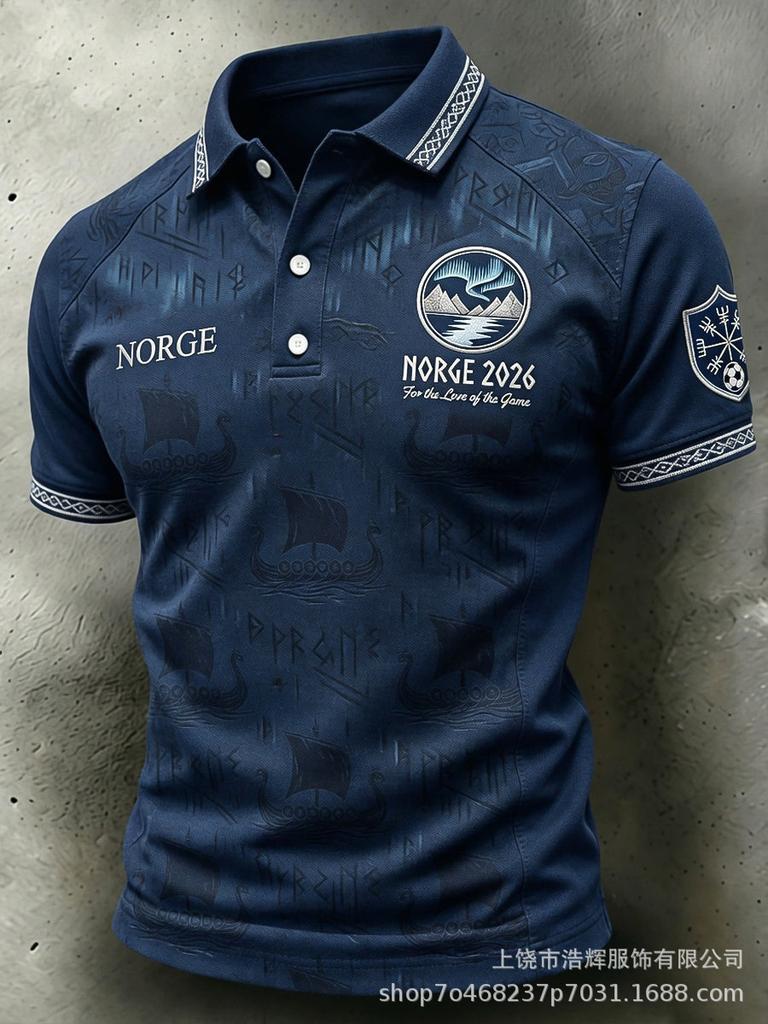 New 3D Printed Men's Retro Fashion Casual Summer Lapel Polo Shirt Top