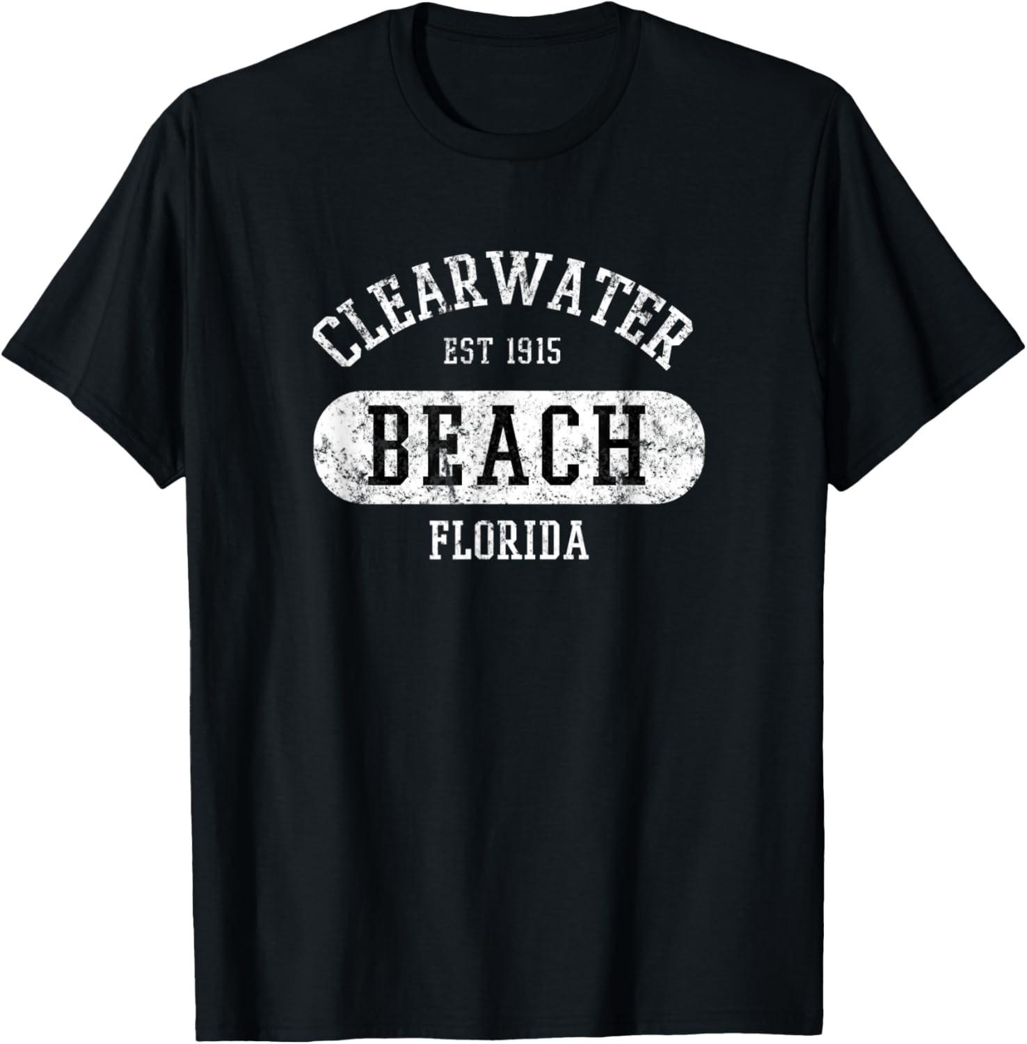 Retro College Style Clearwater Beach Distressed Novelty T-Shirt S разноцветный