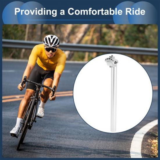 Bike Seat Post 272x350mm Adjustable Post Seat Tube Silver Tone Aluminum Alloy