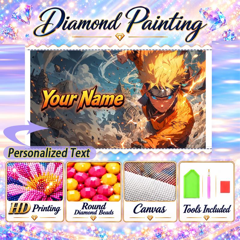 Personalized Naruto Uzumaki Diamond Art Custom Name 5D Diamond Painting Full Drill DIY Craft