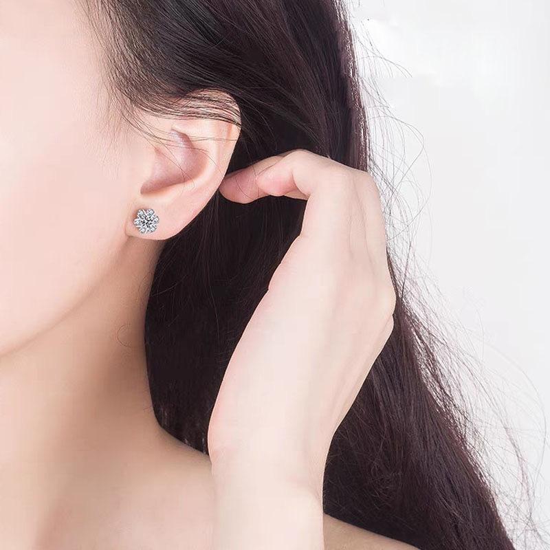 S999 Pure Silver Six-Pointed Star Sweet Elegance All-Match Japanese and Korean Style Classic Ear Studs