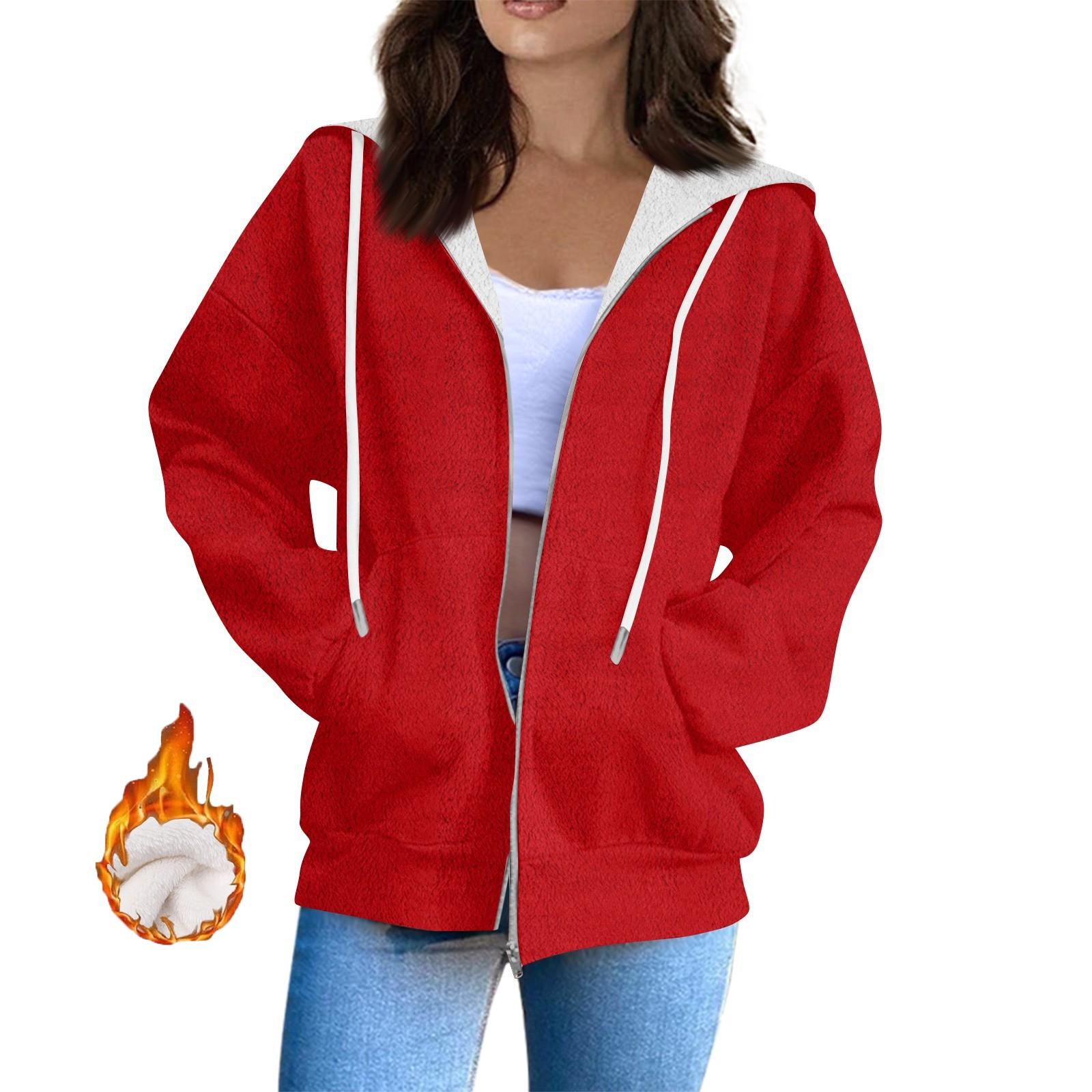 

Жіноча толстовка Спортивна фланелева толстовка Топ з довгим рукавом Повсякденні толстовки Толстовка S червоний