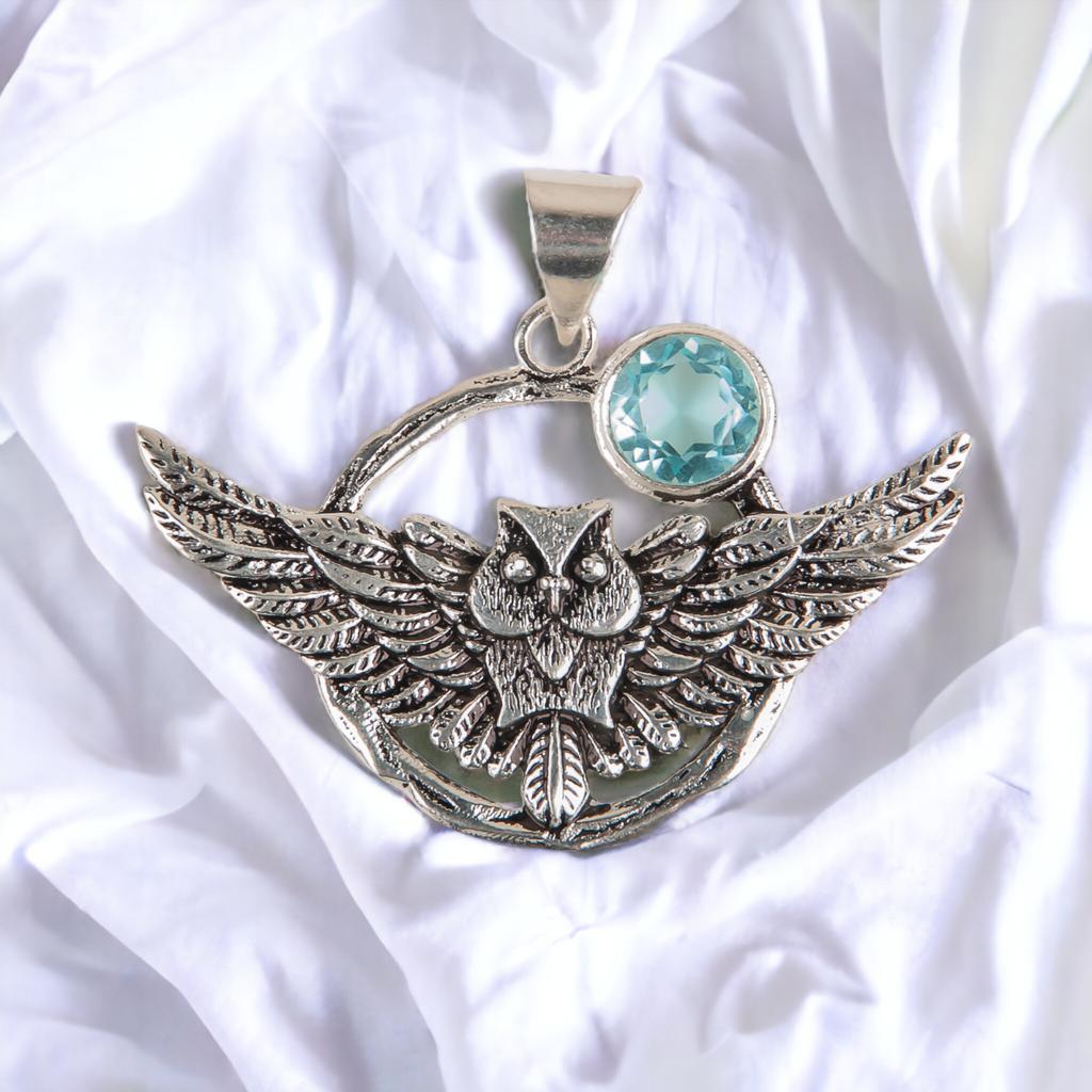 Natural Gemstone 925 Solid Silver Designer Jewelry Pendant 1.48" Christmas Gift CP-17