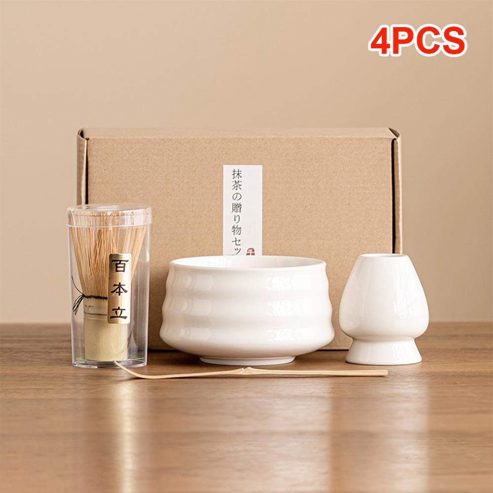 4/7PCS Stirring Bamboo Ceramic Japanese Matcha Tea Set Reusable Safe Matcha Stirring Brush Food Grade Green Tea Whisk
