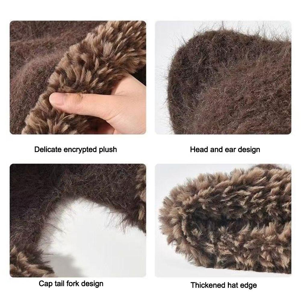 Cute Edge Winter Hat Ear Protection Warm Knitted Woolen Hat Windproof Thermal Beanie Cap Winter