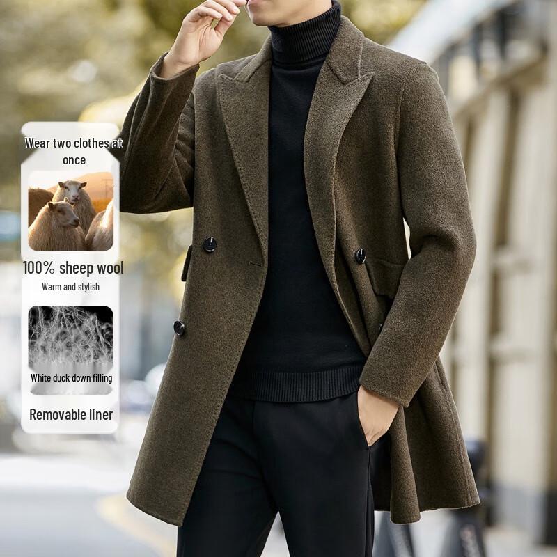 

Мужское осенне-зимнее шерстяное пальто FAPAI.EC со съемной подкладкой 3XL