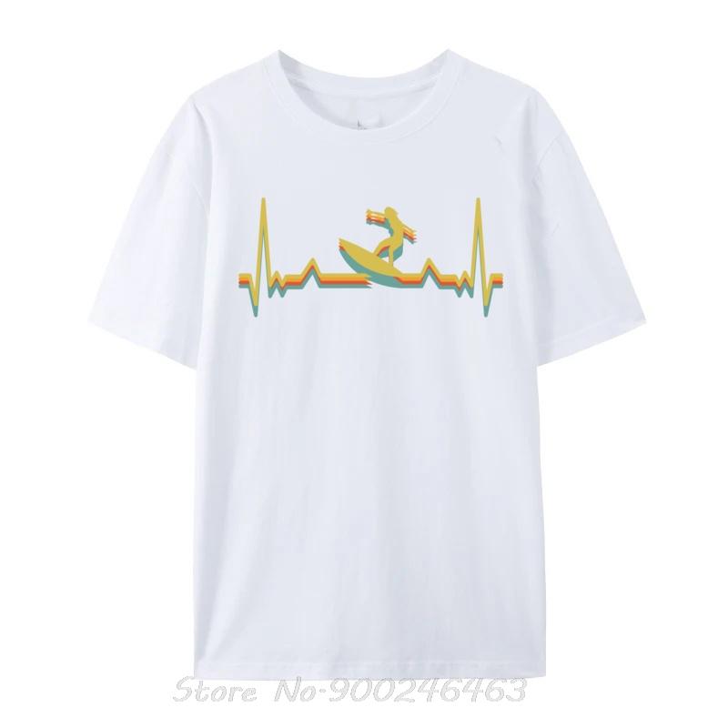 Female Surfer Heartbeat Retro Surfing Heartbeat February Limited Edition cotton Tshirt Oversized Unisex T shirt Fitness Tees S