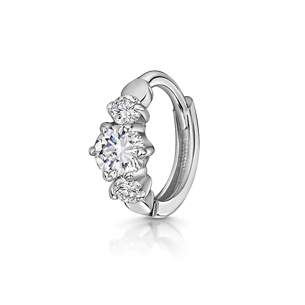 LENNIK 925 Silver Shiny Rhinestone Hoop Earrings For Women Single Cartilage Small Hoop Ear Bone Buckle Piercing Jewelry