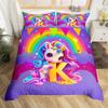 Initial Letter K Duvet Cover Queen Kawaii Rainbow Unicorn Bedding Set For Boys Girl Monogrammed Comforter Cover Alphabet Bed Set