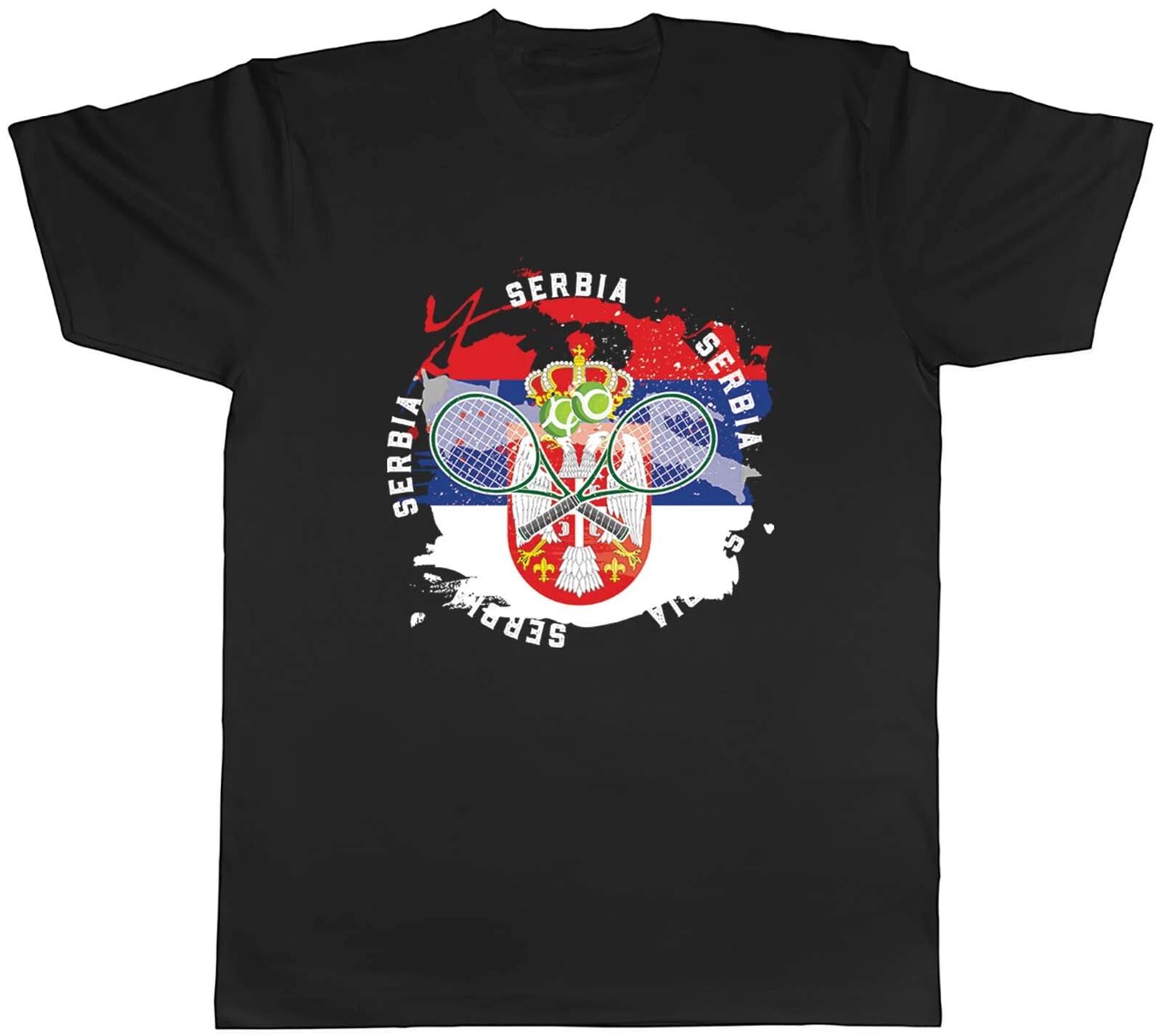 Tennis Sports With Serbia Flag Mens Unisex T-Shirt Tee Gift XXXXL