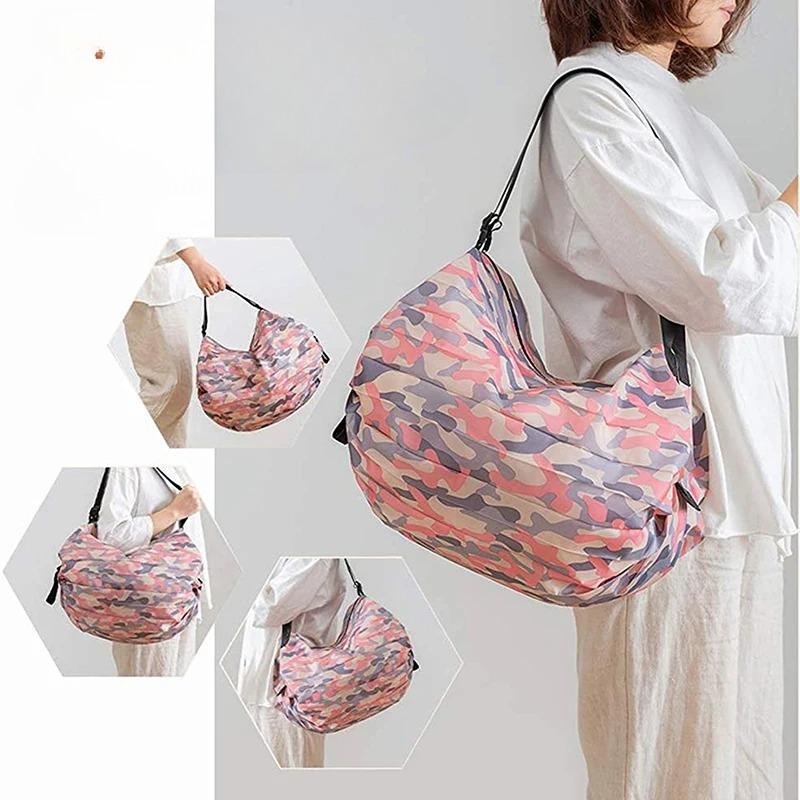 Foldable Handle Storage Bag, Portable Travel Handbag, Large Capacity Shopping Bag