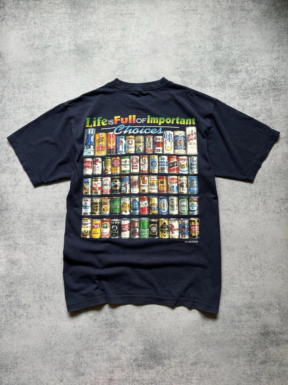 

Vintage Humor Life Is Full Of Important Choices Beer T-shirt 90s Mens Size L L