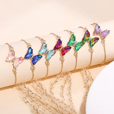 Multi-color Colored Zircon Butterfly Bracelet, Simple, Fashionable and Light Luxury Temperament Bracelet for Women