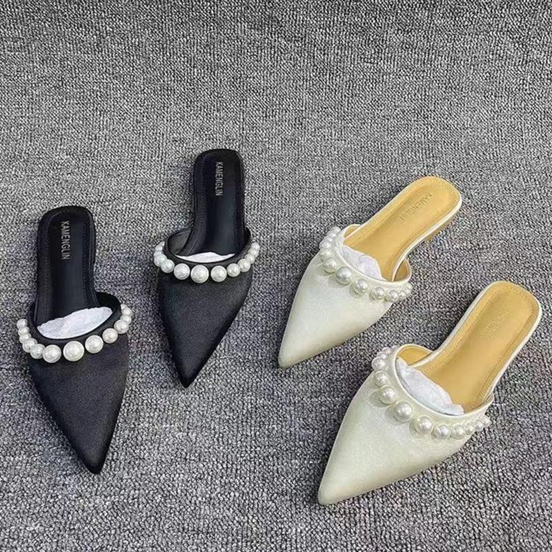 Fashion Pointed Toe Women Flats Slippers Casual Fashion Mules Shoes Summer Woman Sandals Designer Brand 2025 Trend Dress Mujer Zapatos