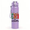 1PC Merry Christmas Text Retro 750ml Color Plastic Sports Water Bottle Leakproof Flip Straw Lid Suitable for Sports Office Home Use