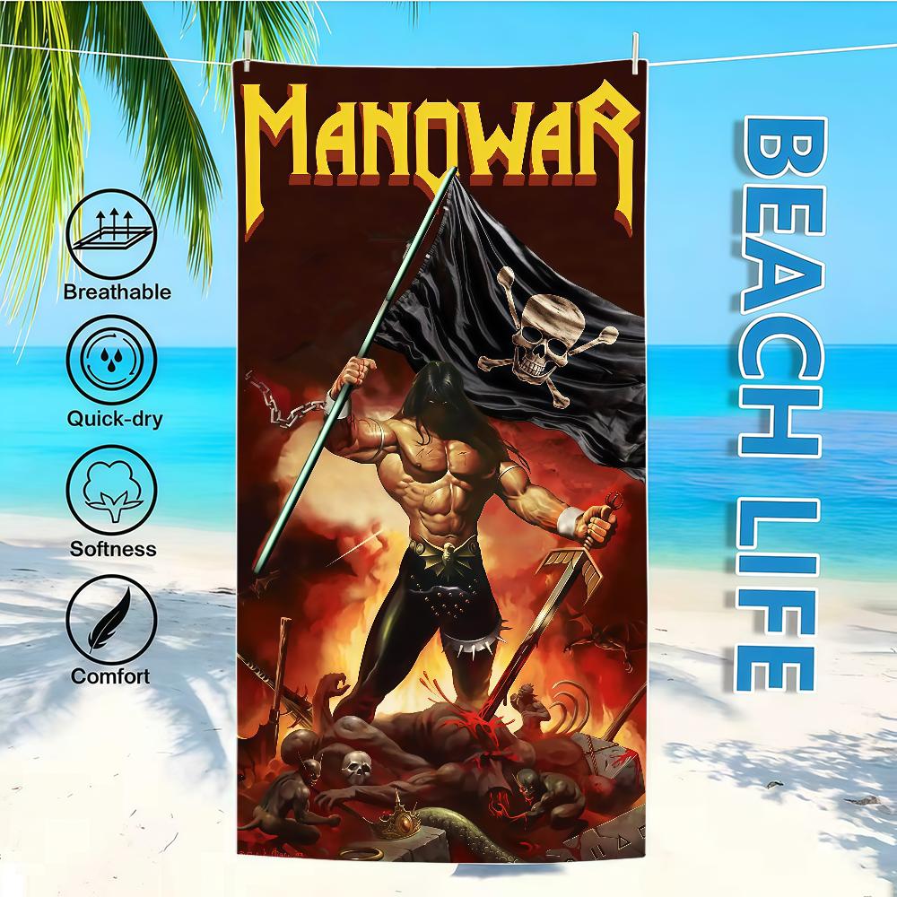 Handdoek M-Manowar Textiel Badjas Strand Sneldrogend Lichtgewicht Rock Draagbaar Kamperen Zwem Band Zwembad Reizen