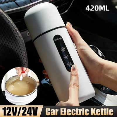 420ml Taşınabilir Araba Isıtma Kupası Elektrikli Kettle 304 LED Akıllı Sıcaklık Kontrolü Isıtıcı Karıştırma Kupası Isıtma Şişesi Karıştırma Kupası