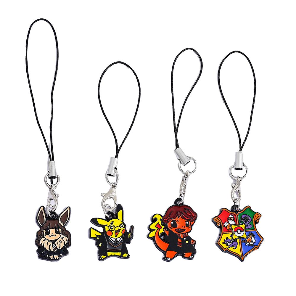 

4pcs Pokemon Keychain Set Cute Cartoon Character Keyring Bag Mobile Phone Pendant Fans Party Gift Accessories