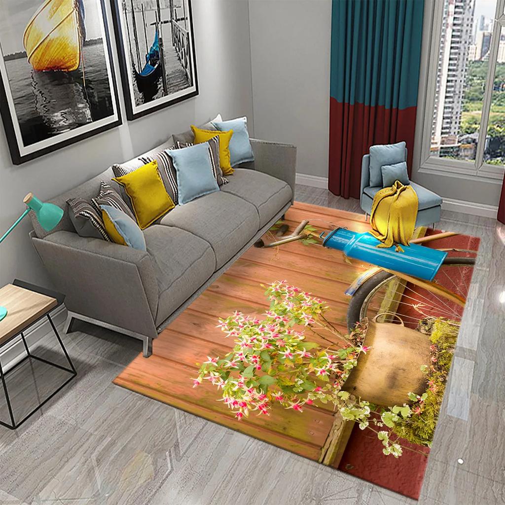 3D Vintage Flower Bicycle Carpet for Bedroom Entrance Decor Door Mat Bathroom Hallway Non-Slip Rug Decor Kitchen Living Room Mat