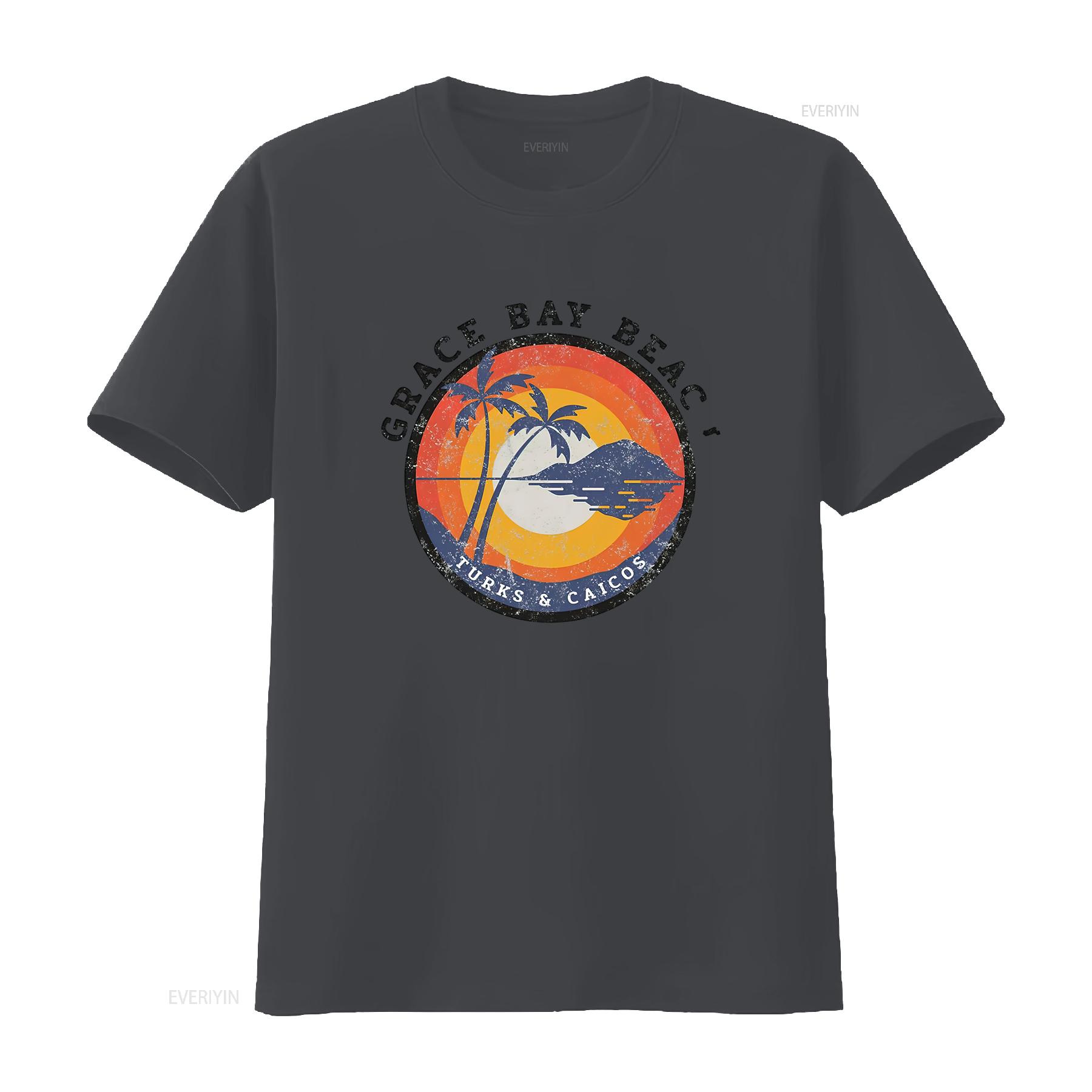

Womens Grace Bay Turks Caicos Design Novelty Art Beach T Shirt vintage Washed fashion Stylish homme streetwear Casual 4XL