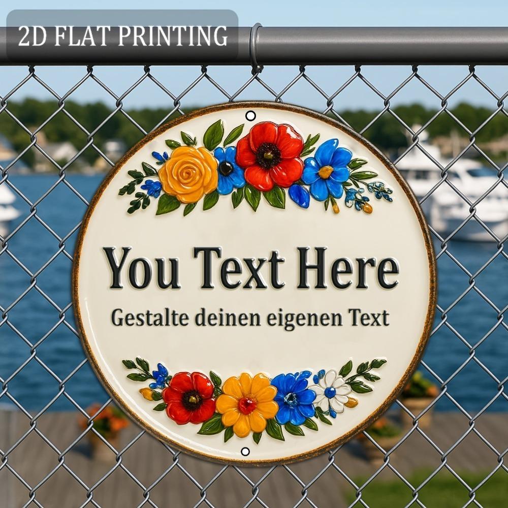 Segno Rotondo in Alluminio con Testo Personalizzato Floreale Targa da Giardino Impermeabile Decorazione