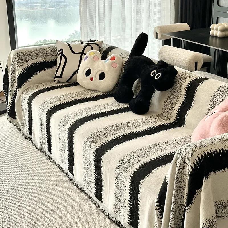 1 Piece All-season Universal Chenille Sofa Cover Reversible Fringe Edge Leisure Blanket Sofa Blanket Luxury Boho Blanket