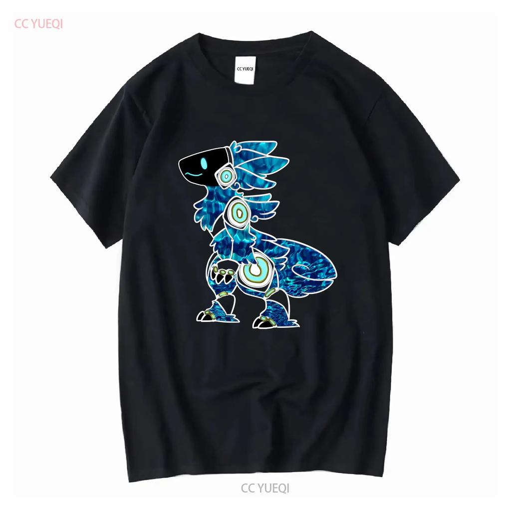 Protogen Furry Fursuit Fursona Meeresblau Muster T-Shirt Langarm Vintage Gewaschen Unisex Freizeitmode Weich Stilvoll