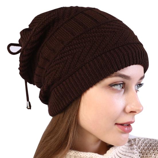 

Beanie Hat Solid Color Adjustable Autumn Winter Plush Lining Windproof Hat Scarf for Outdoor кавовий
