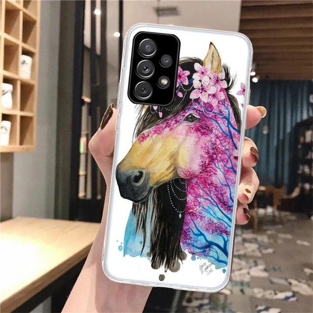 Animal Oil Painting Horse Soft Phone Case For Samsung Galaxy A52 A53 A12 A13 A22 A23 A32 A33 A72 A73 5g A02s A03s A50s Pattern C