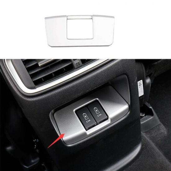 Matte Silver Rear USB Socket Switch Cover Trim Fit For Honda CRV CR-V 2017-2022