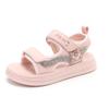 Children's open-toe beach shoes2026New Spring and Summer Rhinestone Girls' Sandals Cute Bear Velcro Children's Shoes