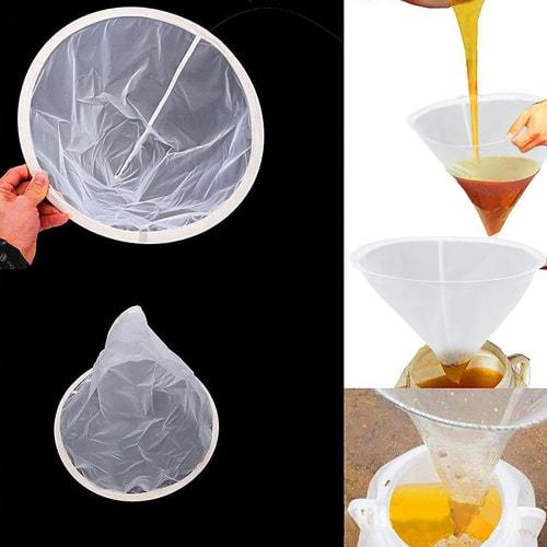 Honey Filtering Net, Pack of 3, Nylon Mesh, 35cm Diameter, Precision Mesh, Uniform, Reusable, for Honey Extraction, Beekeeping, Cooking, and Filtering