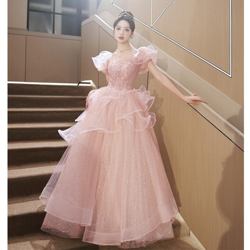 Art Test Evening Dress 1011 New Skirt Banquet Femininity Bar Mitzvah Pink Annual Meeting Host Evening Dress