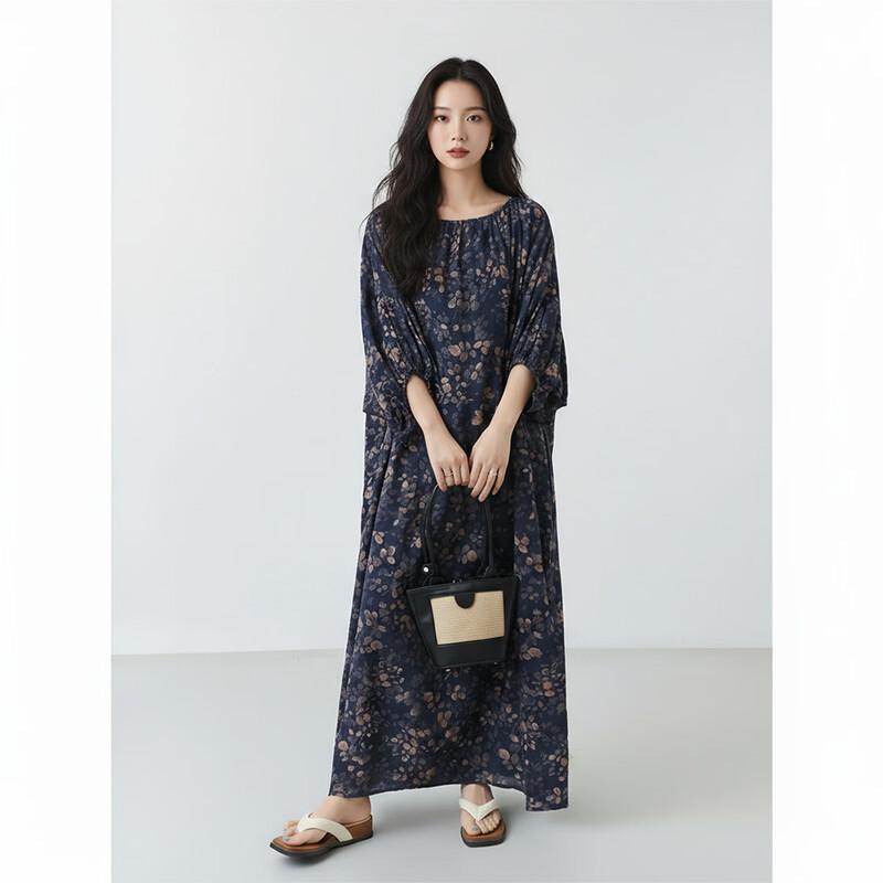 Aiyilian Women s Retro Printed Summer Dress M