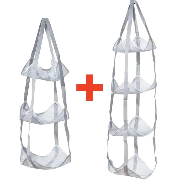 3/4 Tier Mesh Hanging Ball Storage Bag Wall Mount Sports Organizer for Basketball Football Volleyball Doll Toys Playroom Garage