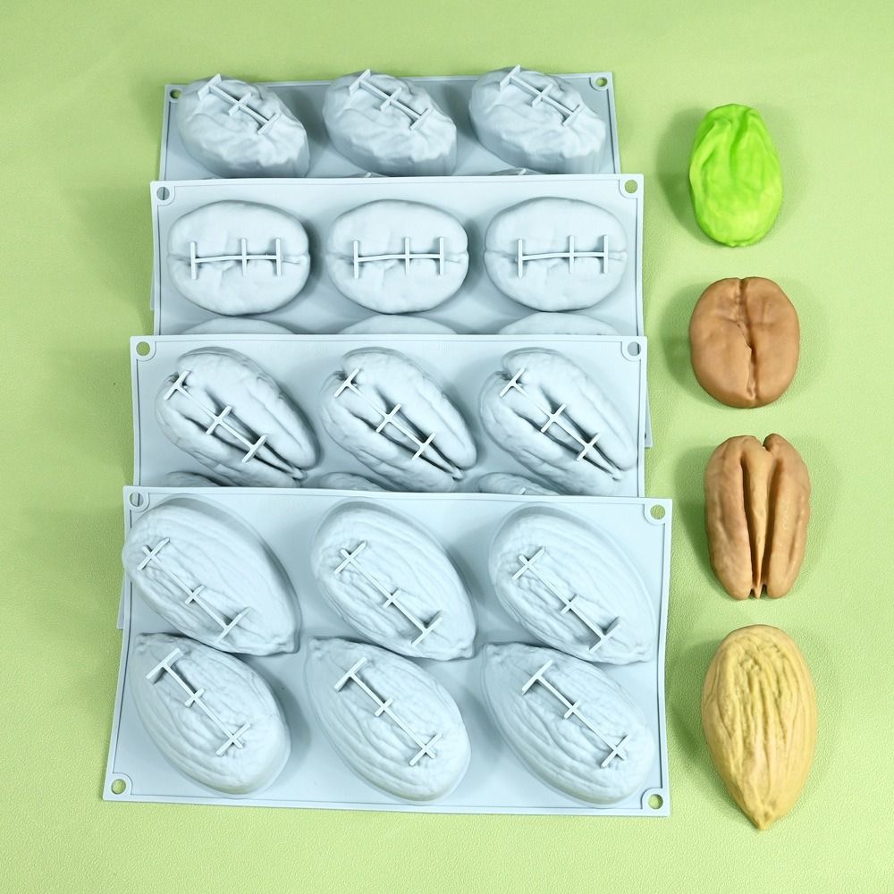 6 Cavity Nuts Silicone Mold Food Grade Silicone Heat Resistant Pistachio Baking Mold Flexible BPA Free French Pastry Mold