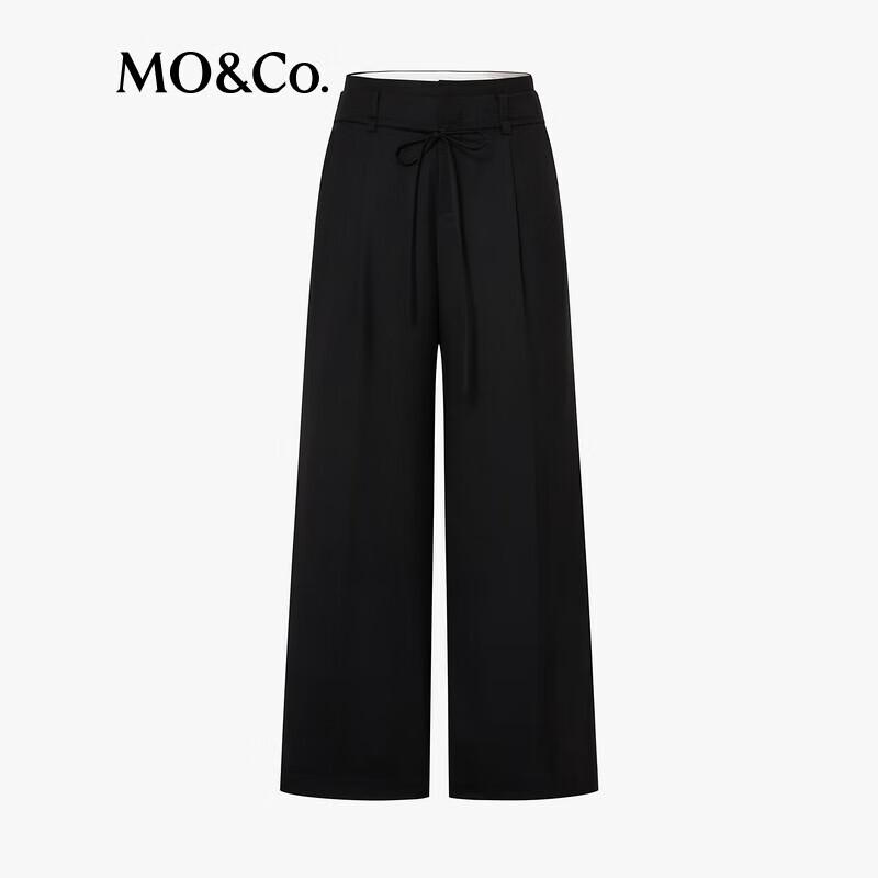 MO&Co. Women's 2024 Autumn Wool Blend Mid-Waist Straight Leg Trousers