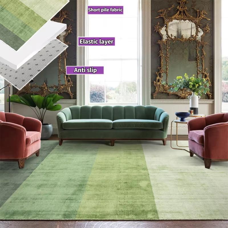 French Green Living Room Carpet Nordic Household Gradient Carpets Room Decor Bedroom Area Rug Lounge Sofa Non-slip Floor Mats