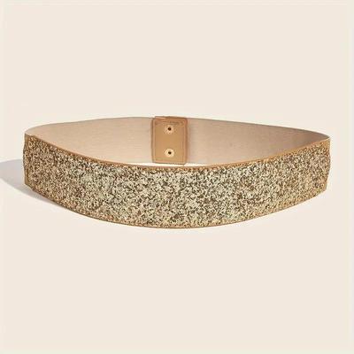Gold-Silber Elastischer Pailletten Gürtel mit Schuppenmuster für Abendkleider
