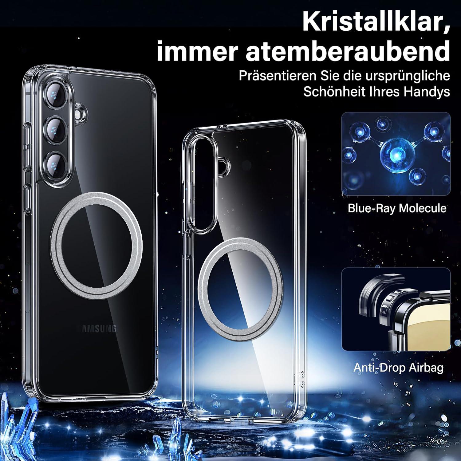

For Samsung Galaxy S24 Case Magnetic TPU+PC Transparent Anti-Drop Phone Cover A