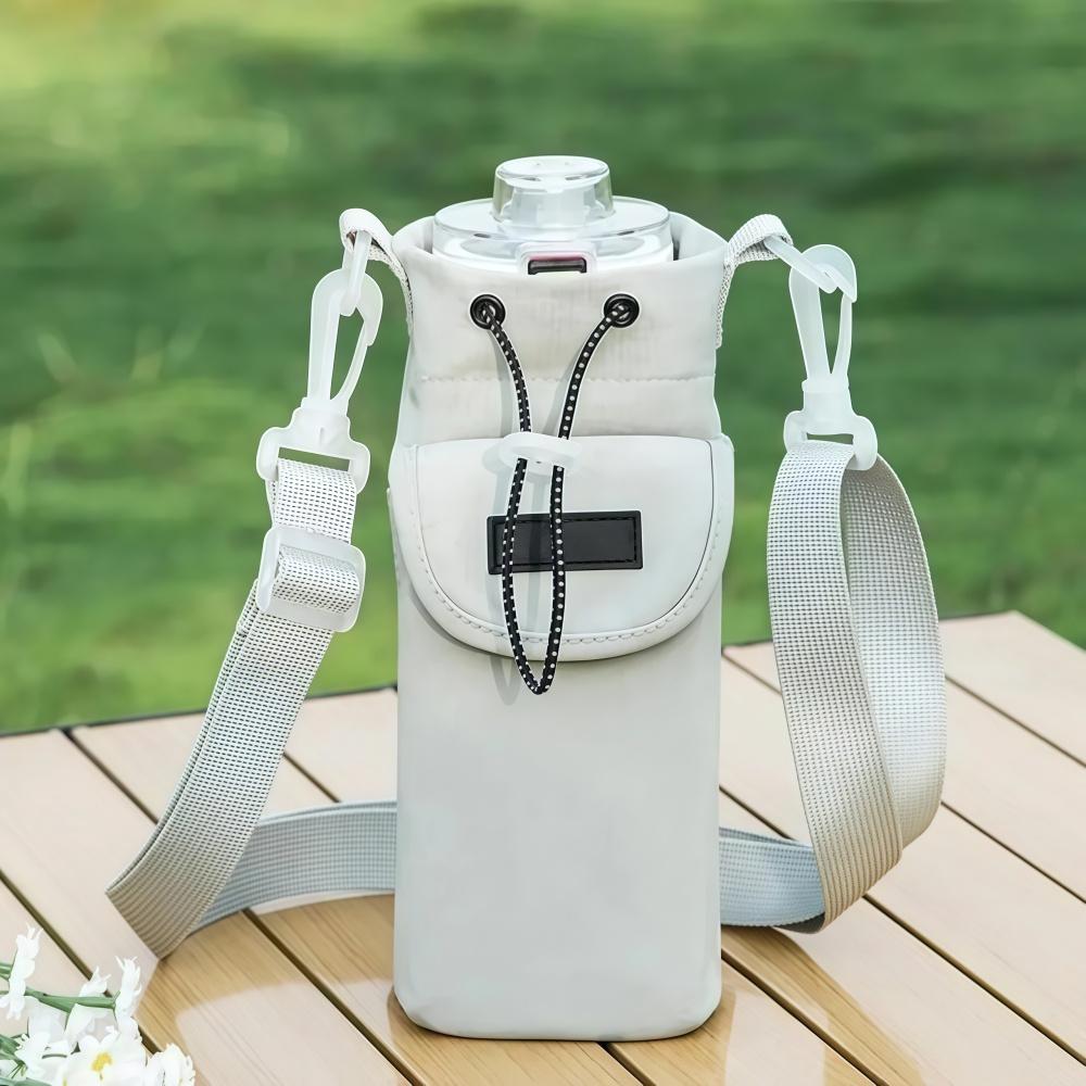 1PC Adjustable Shoulder Strap Water Bottle Bag with Phone Pocket Waterproof Water Bottle Carrier Bag Water Bottle Holder Pouch