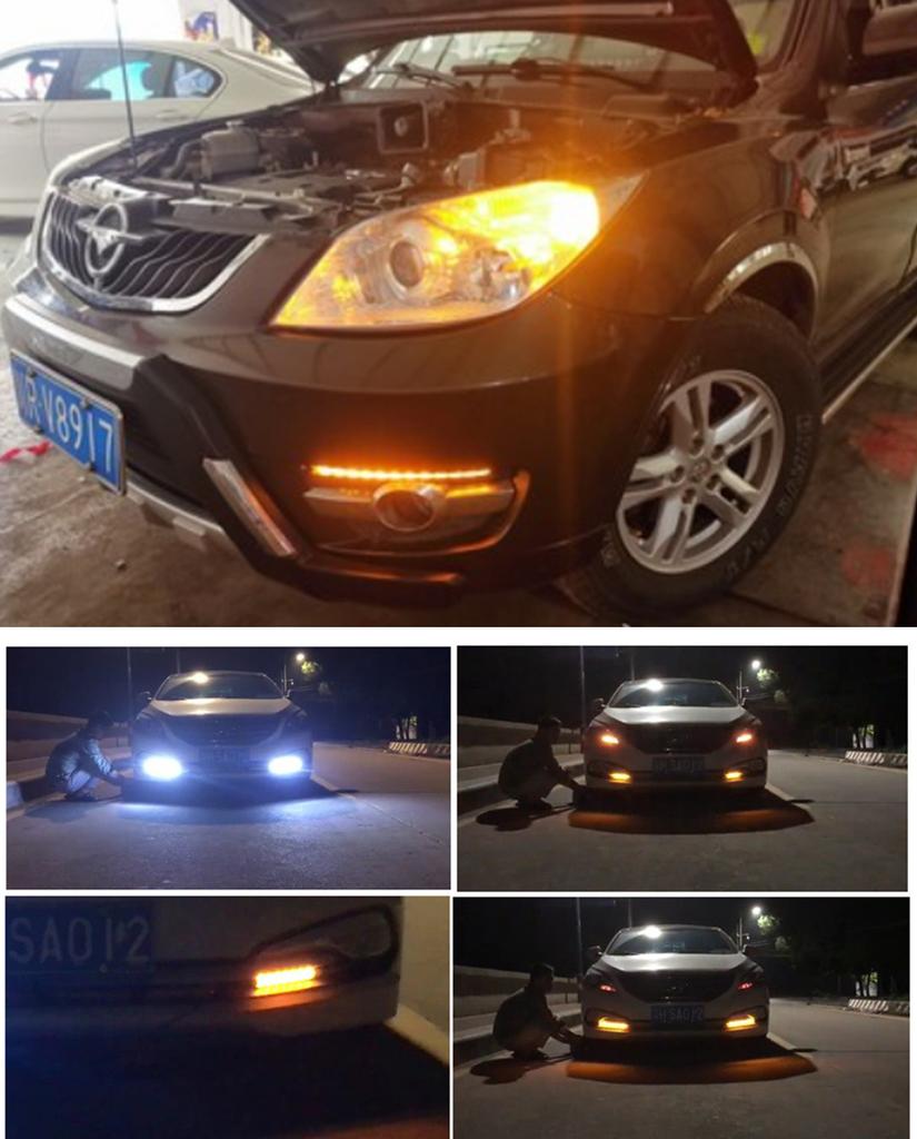 For Fishbone Daytime Running Water Turn Signal (Pair)-12 Beads White Yellow